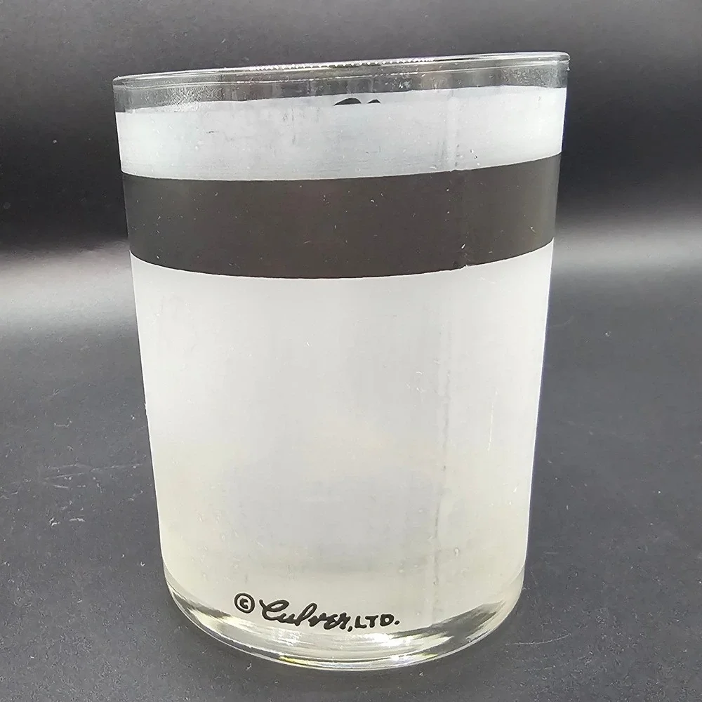 Vintage Culver Tuxedo Rocks Glass Mid Century‎ Black Tie Cocktail Barware